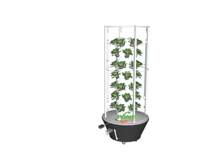 hydroponic tower system with LED lights